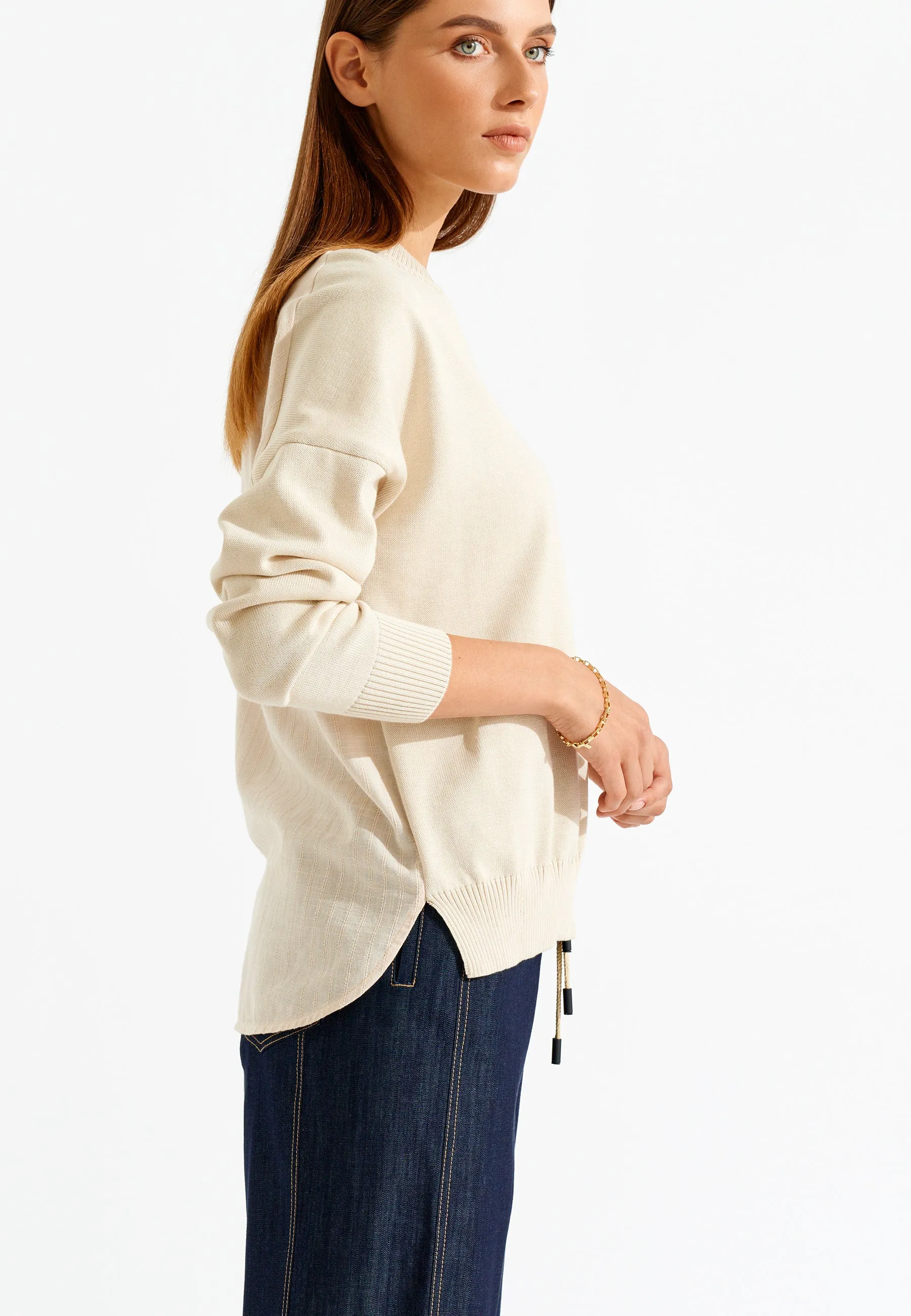 Knitted High-Low Hem Sweater