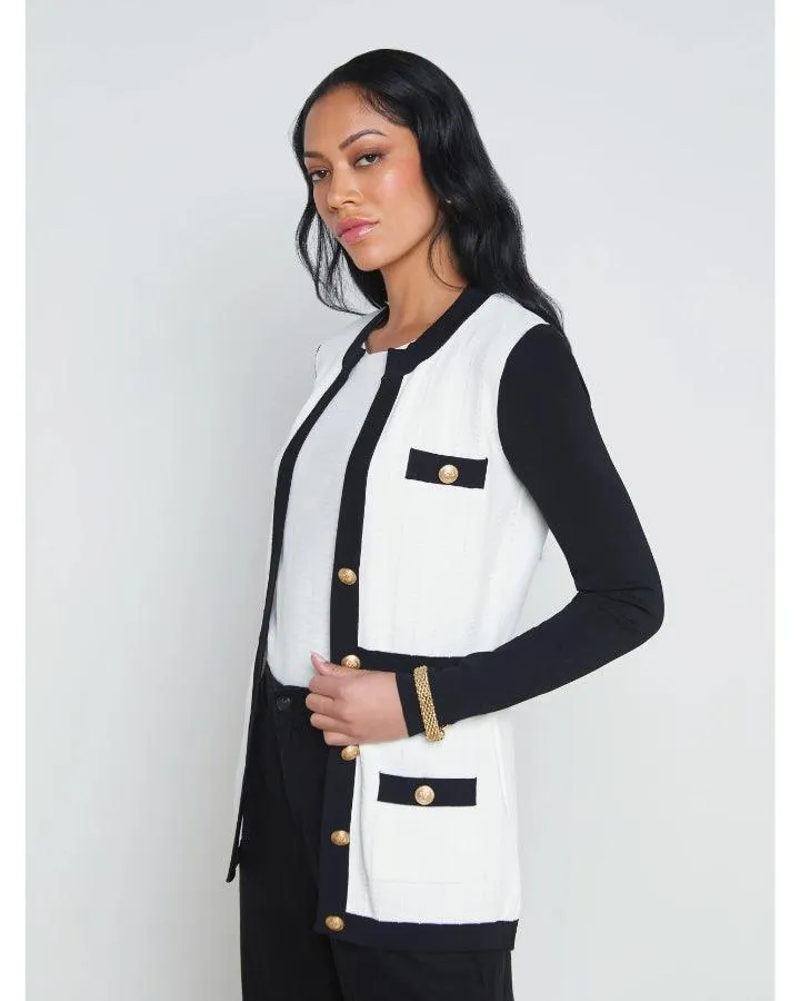 L’Agence Clover Contrast Trim Cardigan