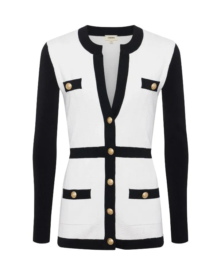 L’Agence Clover Contrast Trim Cardigan