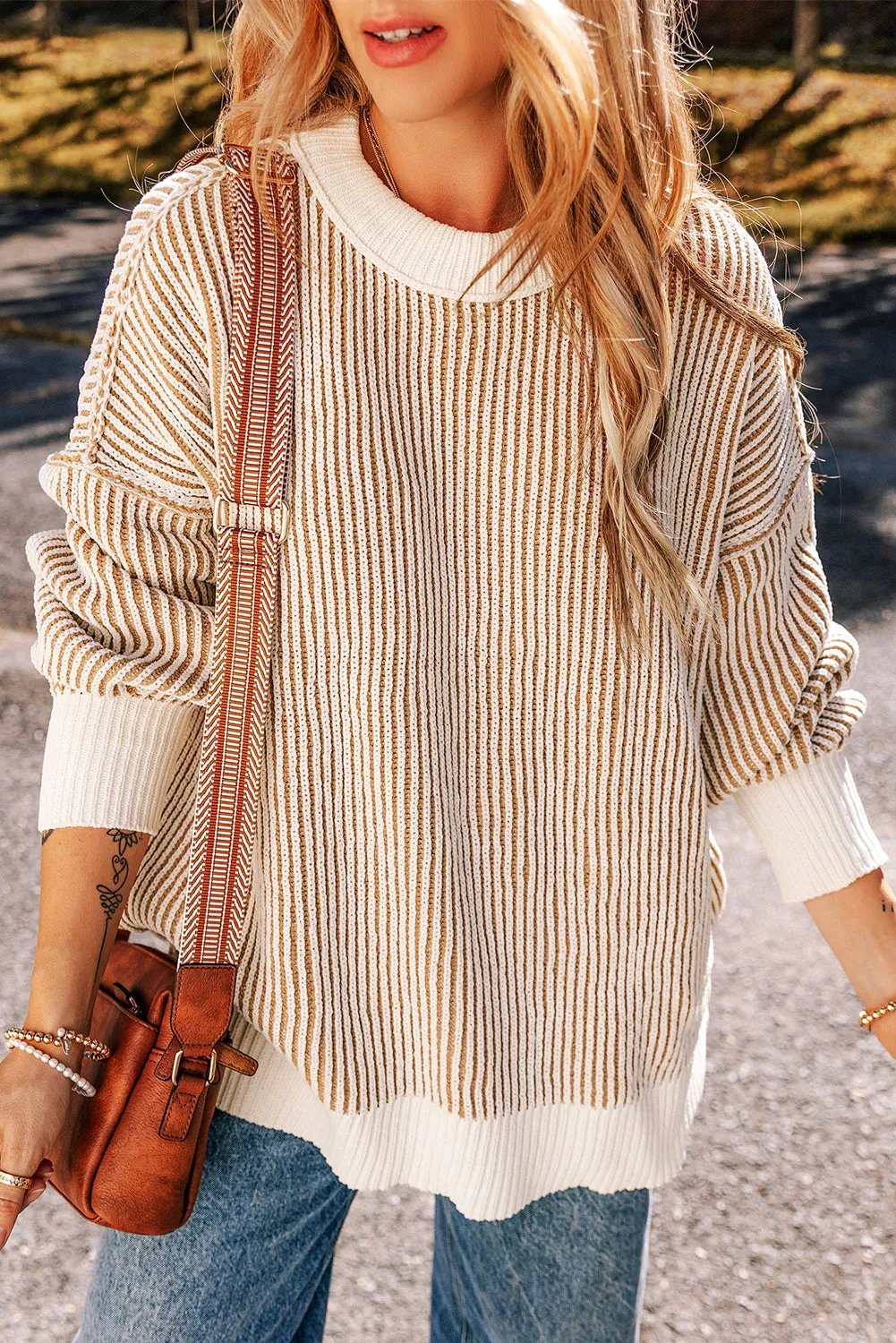 Lanny Textured Chestnut Knit Sweater