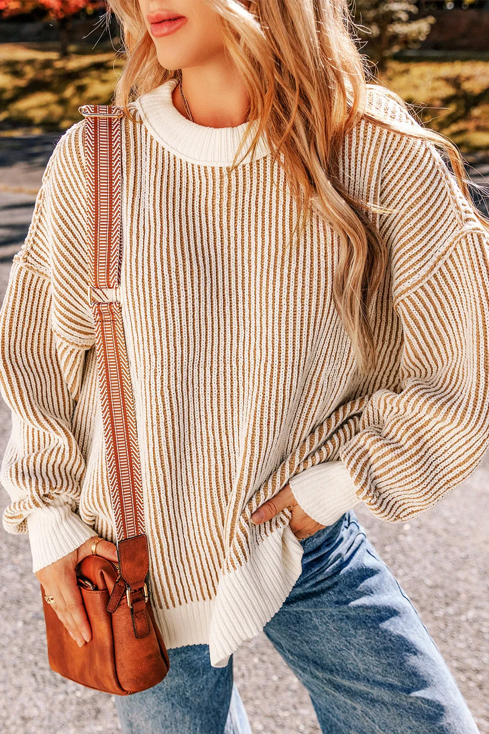 Lanny Textured Chestnut Knit Sweater