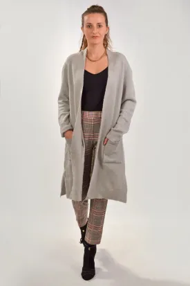 Long Open Front Pocket Cardigan