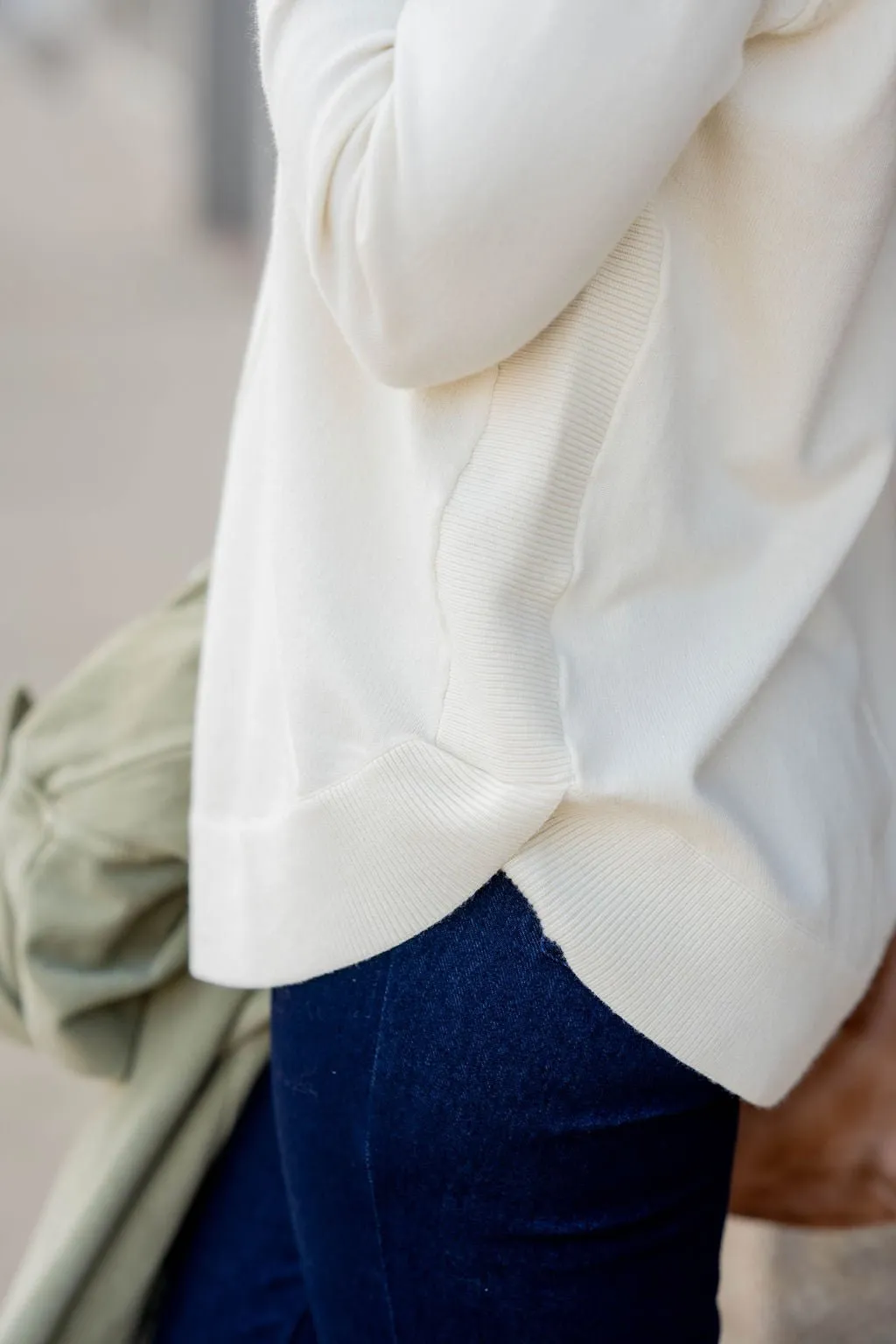 Mid Seam Cowl Neck Sweater Tee