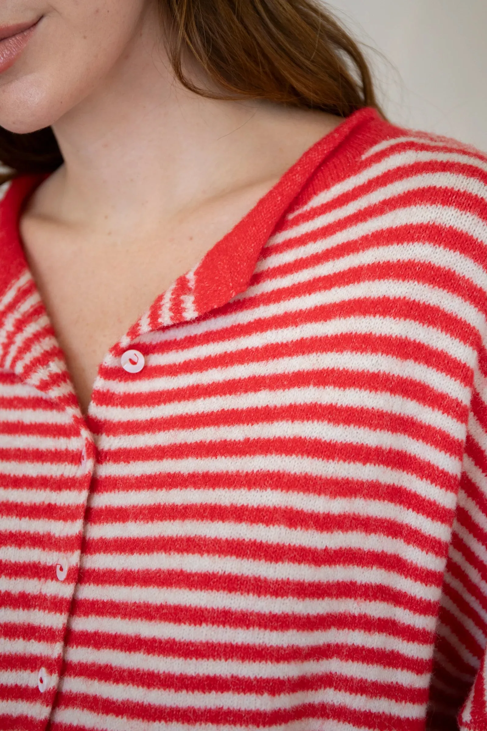 Mini Striped Piper Cardigan - Red