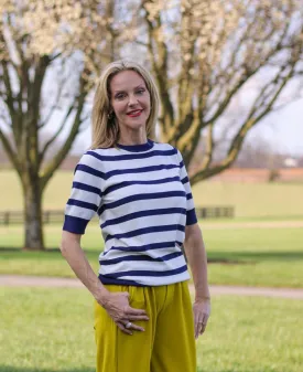 Navy and White Stripe Lightweight Sweater