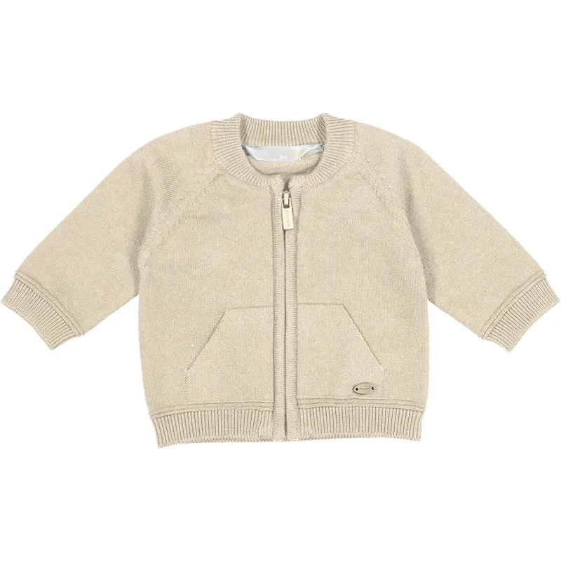 Oat melange Knit Zipper Cardigan