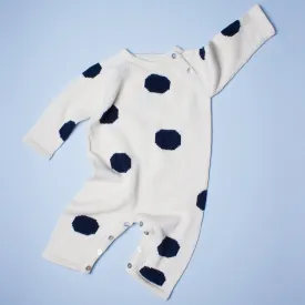 Organic Baby Romper, Long Knit - Dots