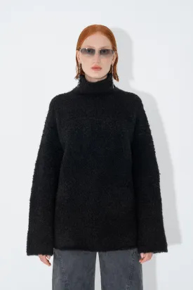 OVERSIZED FUNNEL NECK SWEATER in Black