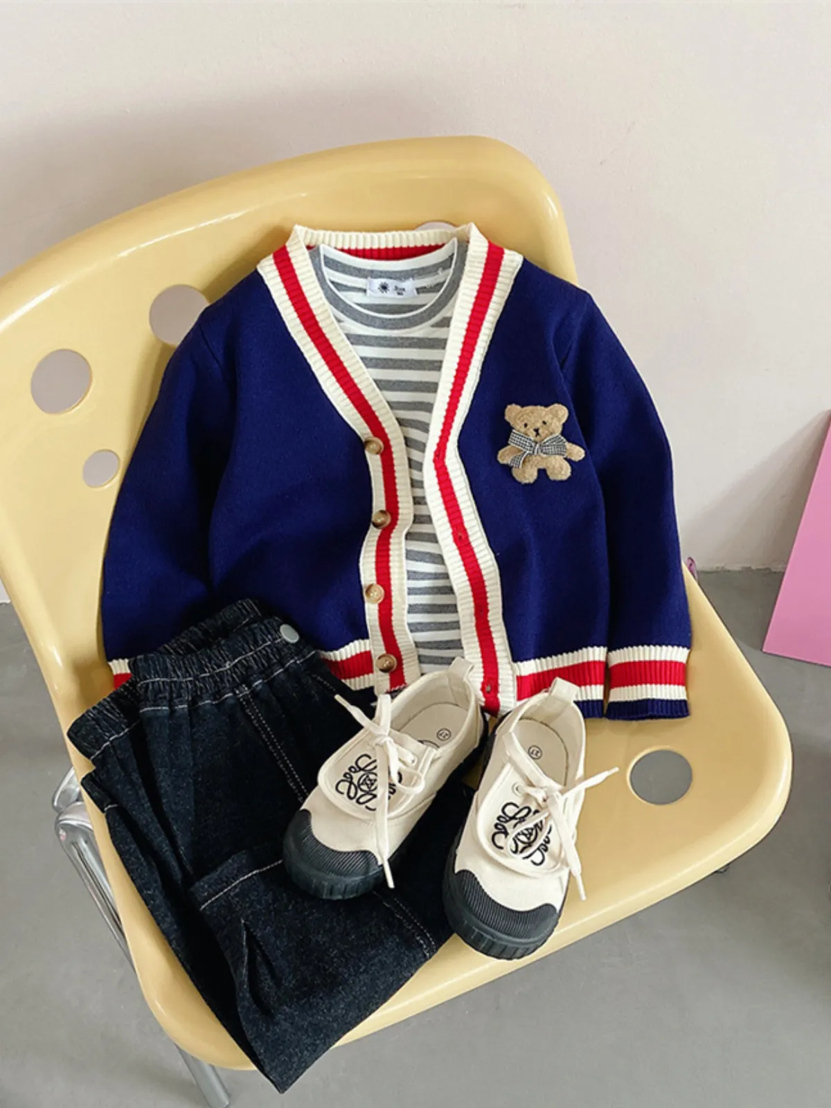 Playfully Preppy Stripe Trim Cardigan