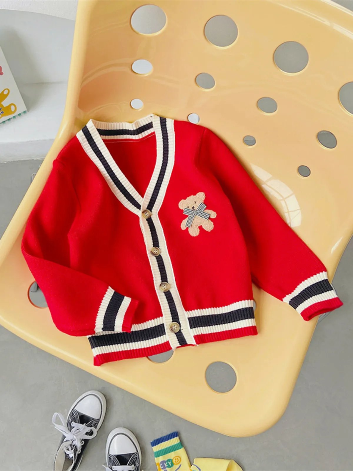 Playfully Preppy Stripe Trim Cardigan