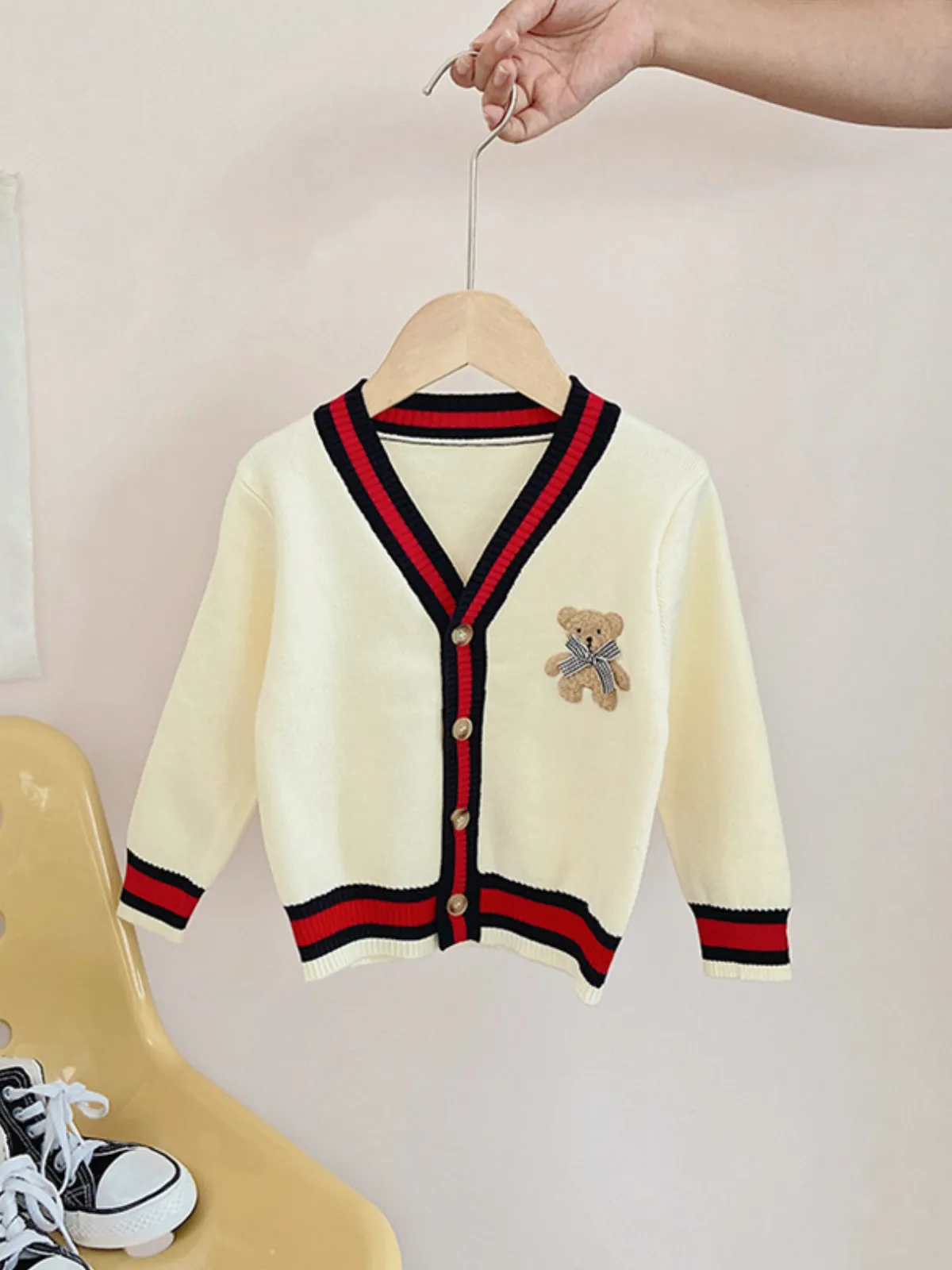 Playfully Preppy Stripe Trim Cardigan