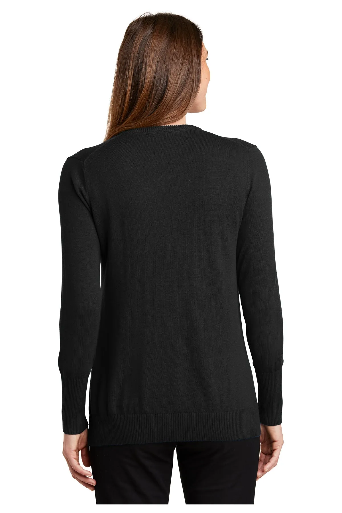 Port Authority Ladies V-Neck Customized Sweaters, Black