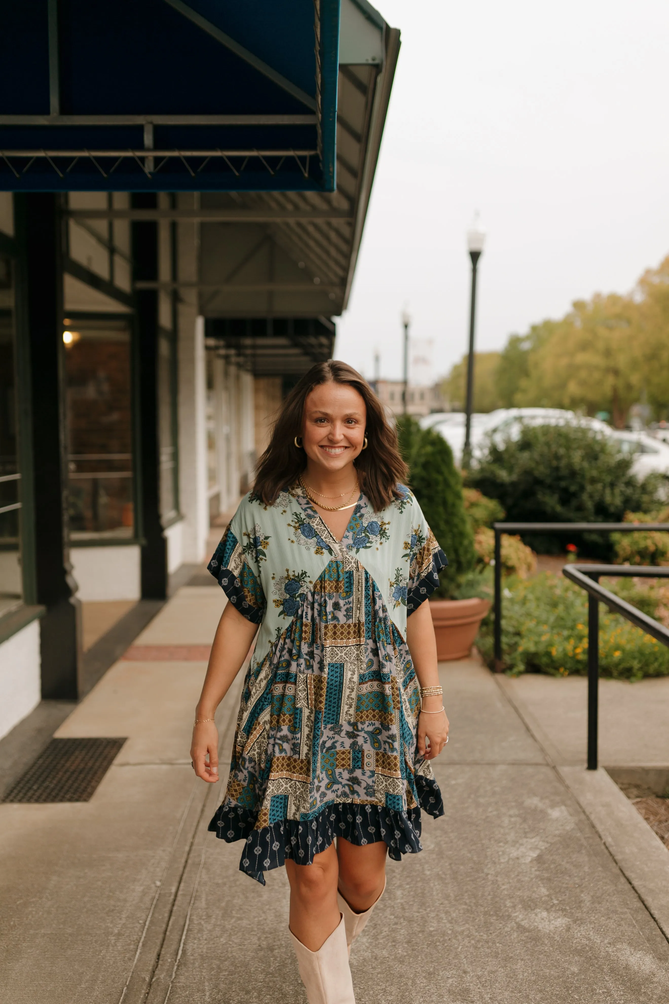 Printed Fusion Mini Dress