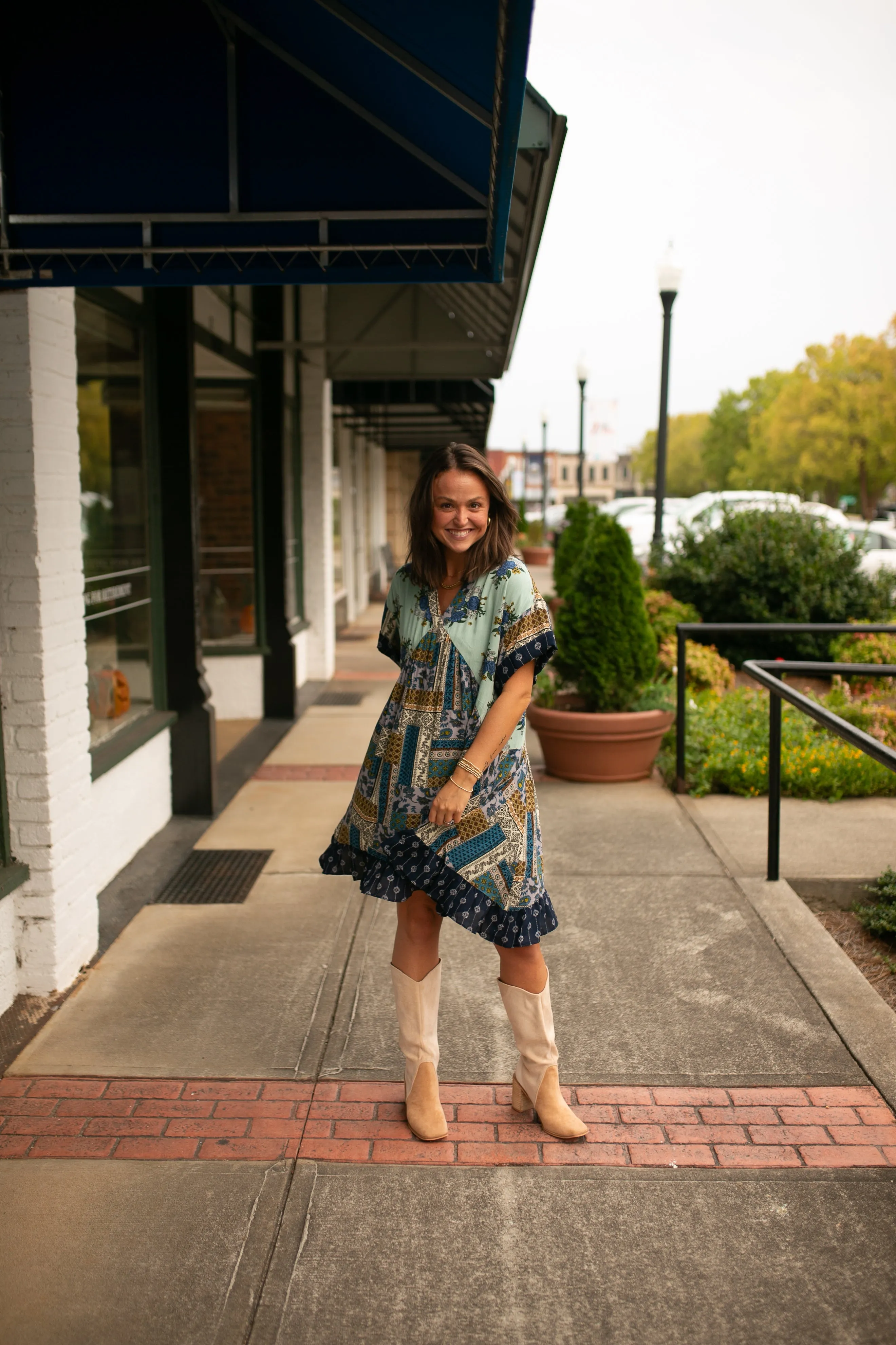 Printed Fusion Mini Dress