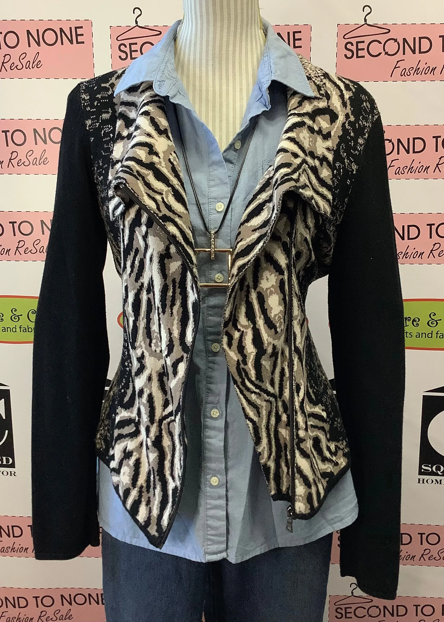 Printed Knit Cardi (Size L)