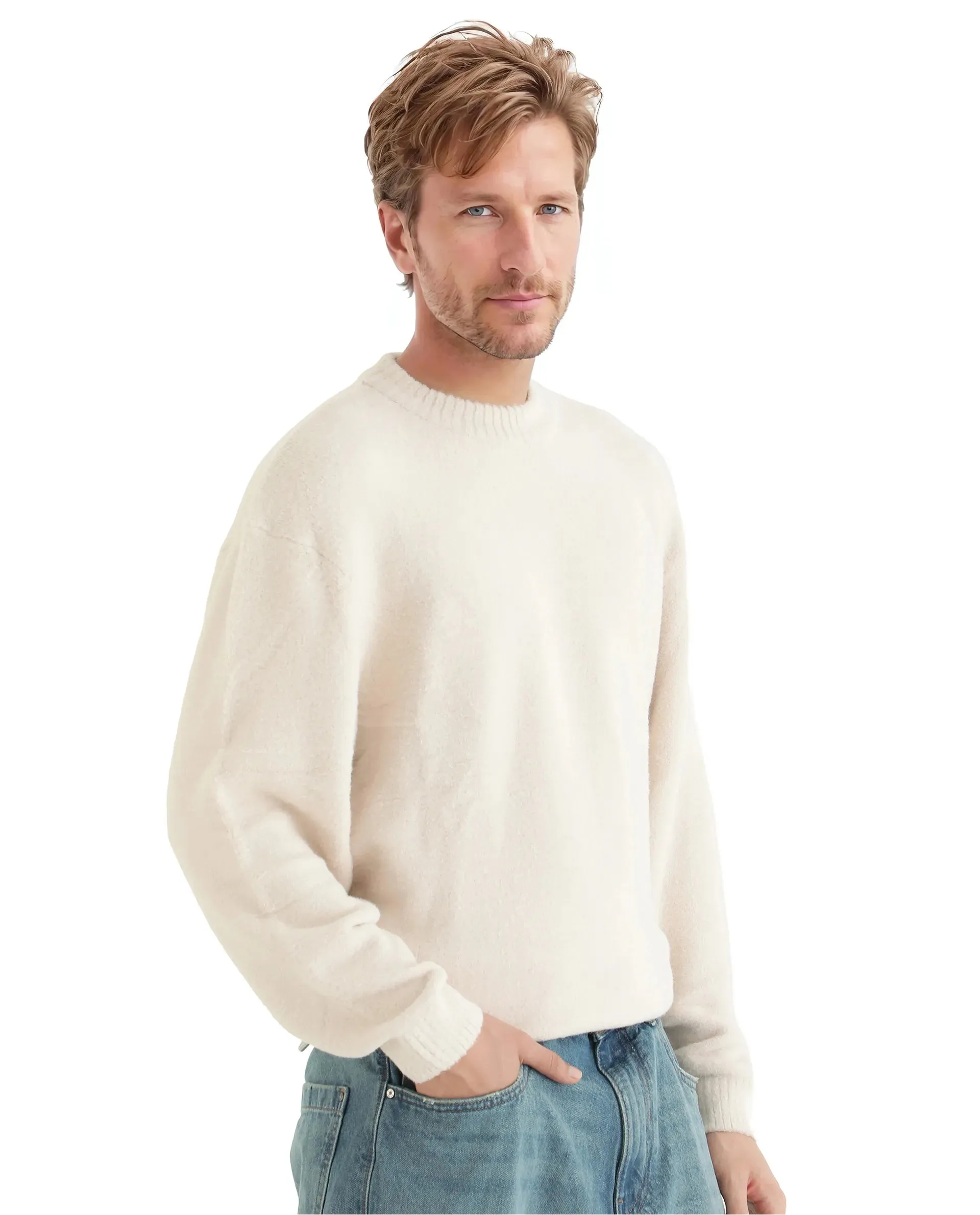 Rare Rabbit Men Zeo-1 Light Grey Plain Sweater