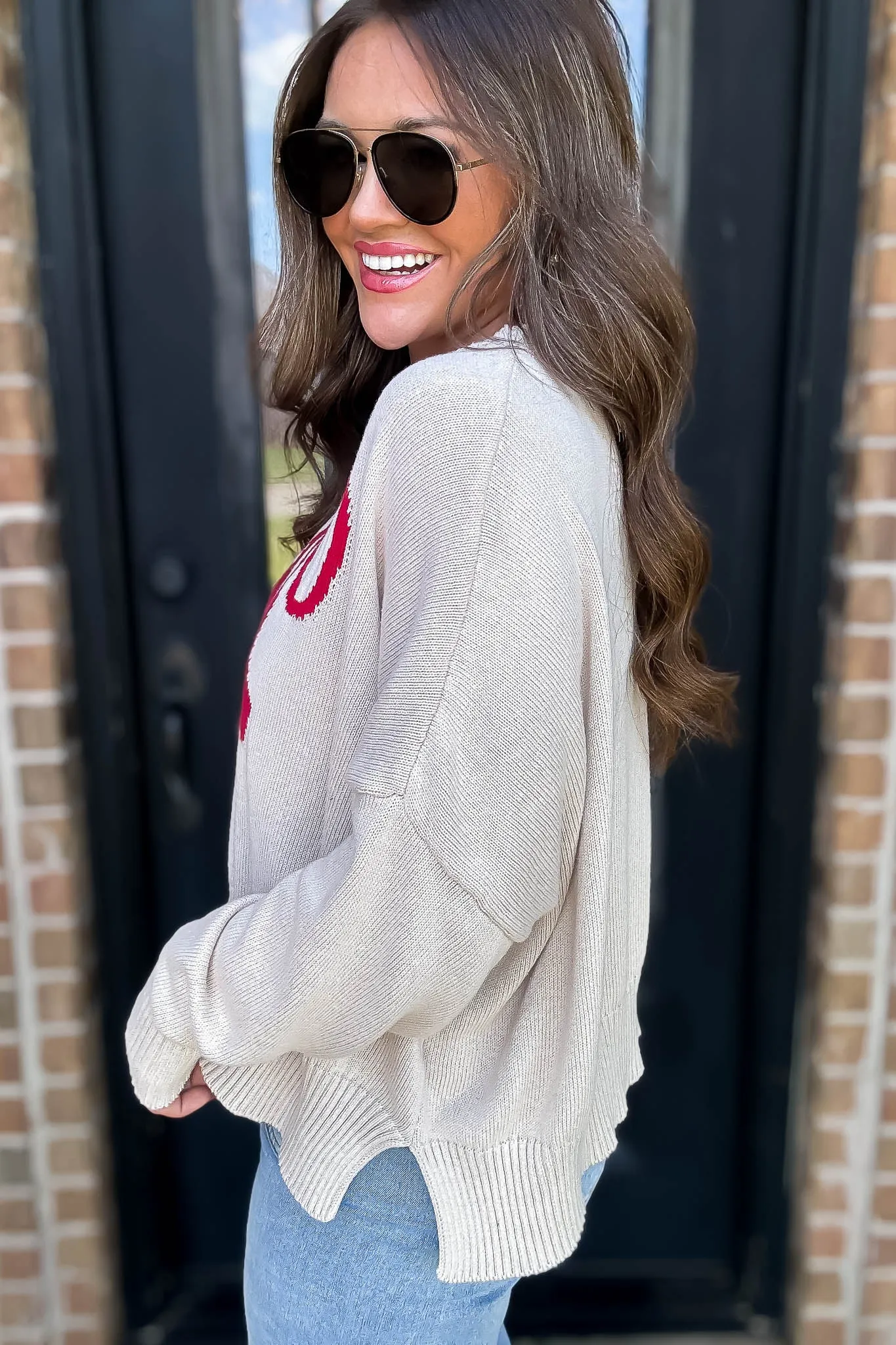 Red Painted Bow Sweater