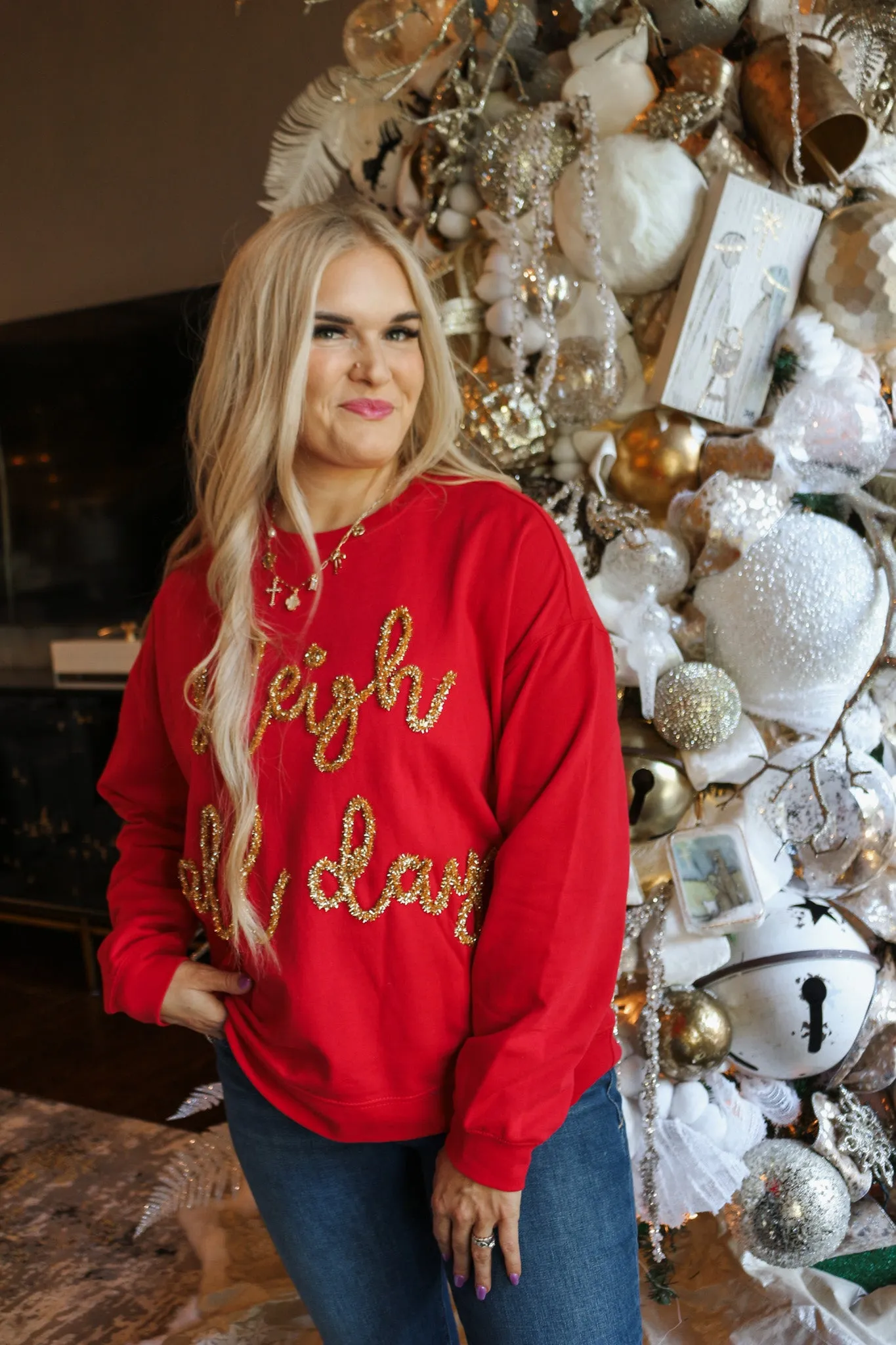 Red Sleigh All Day Sparkle Sweater