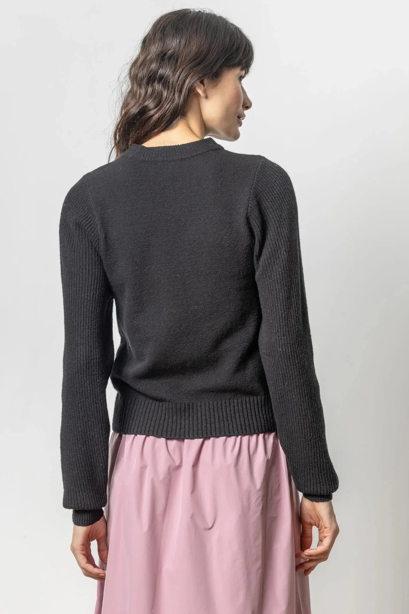 RIB SLEEVE CREWNECK SWEATER