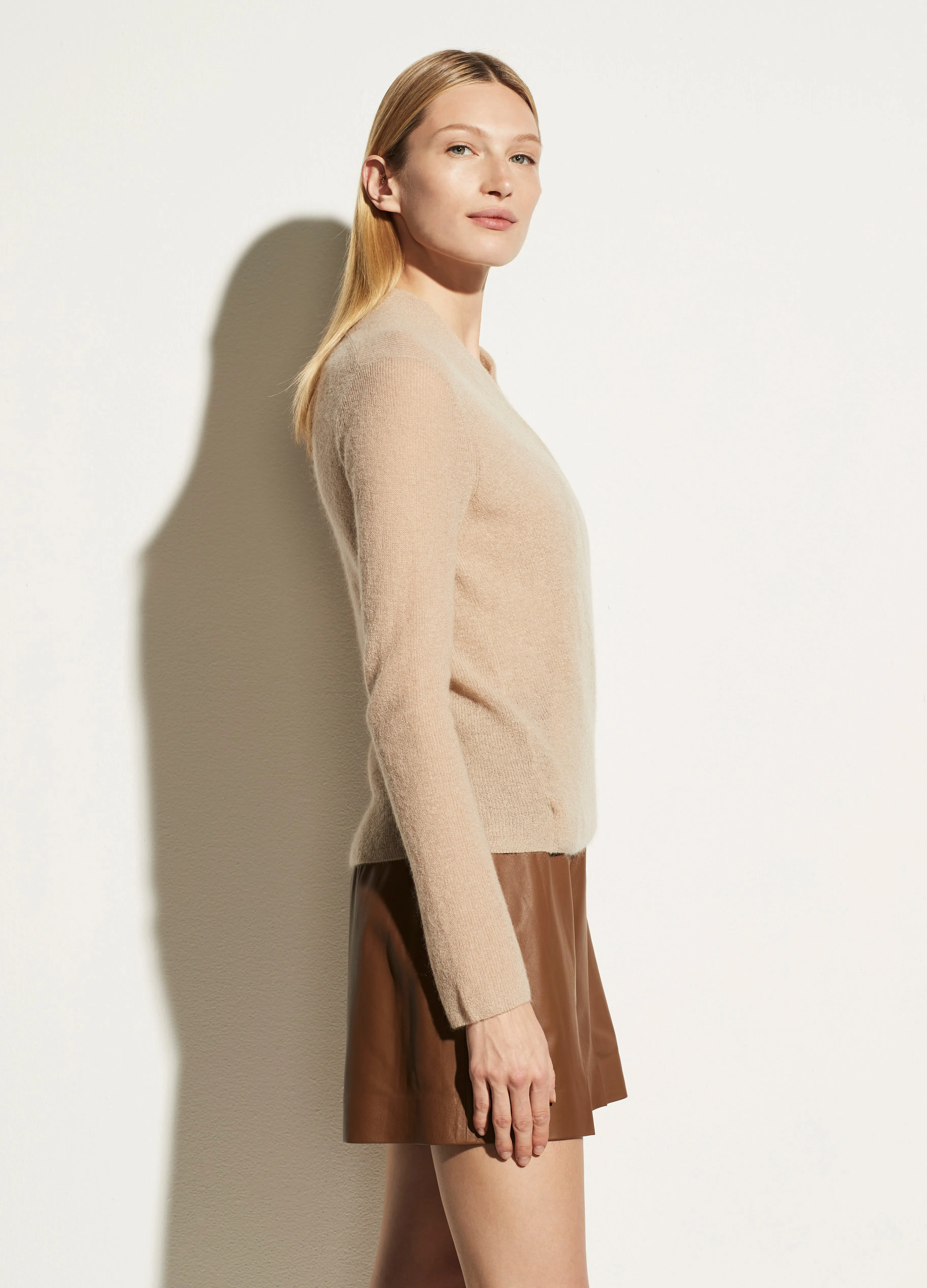 Ribbed Convertible Cardigan in Heather Clay