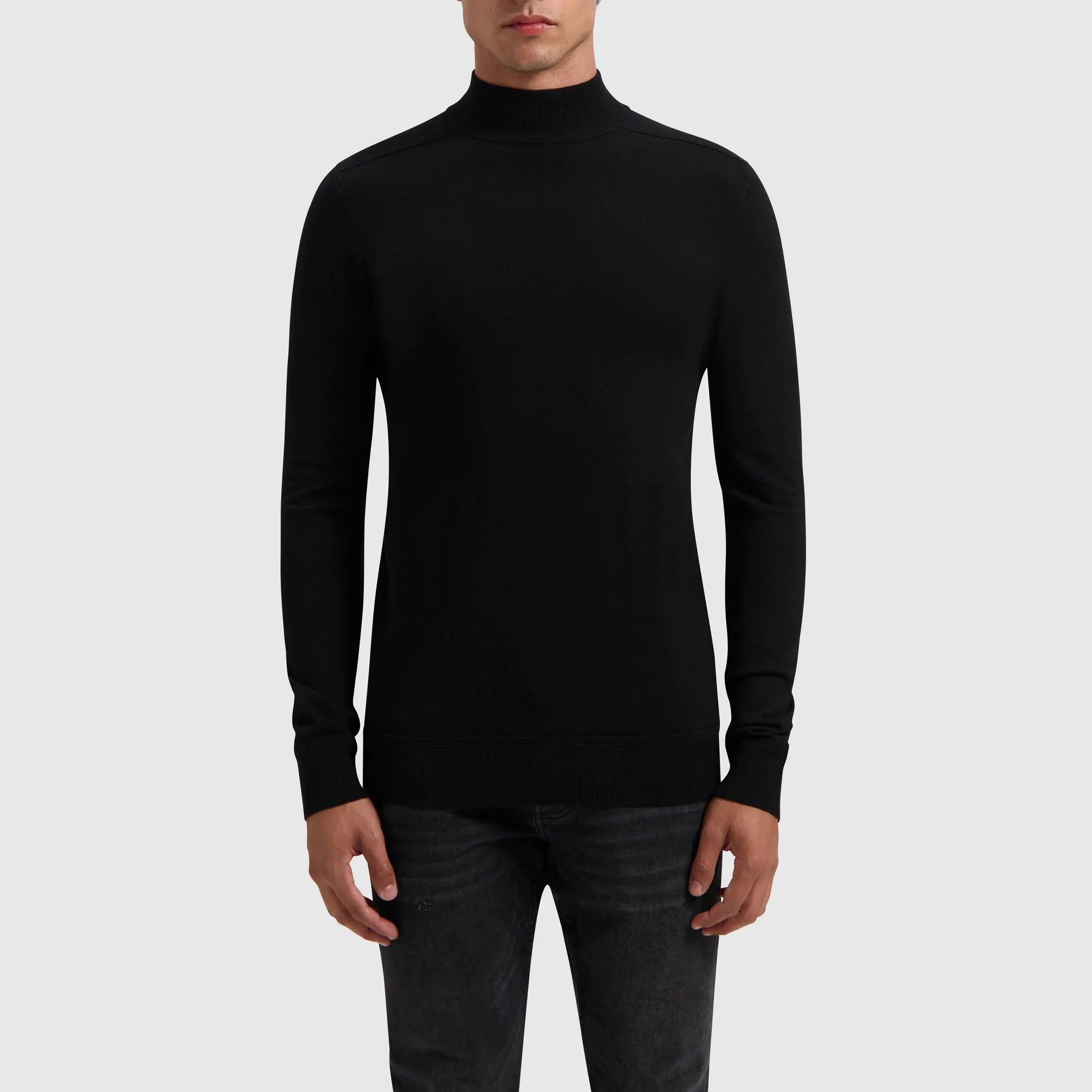 Ribbed Mockneck Knitwear | Black