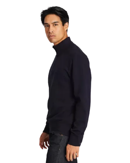 Sacker Rib Half Zip Collar Sweater - Navy