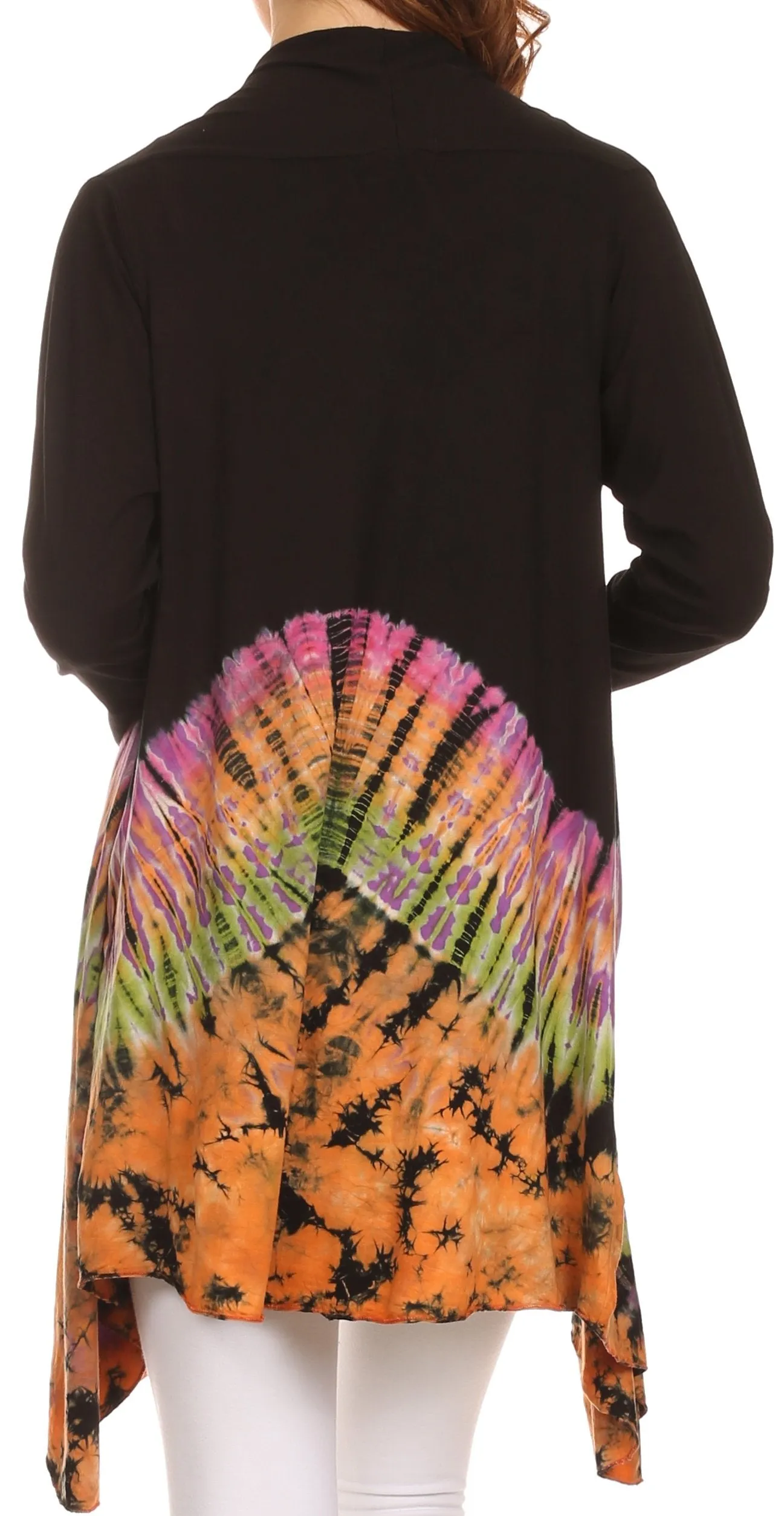 Sakkas Anjali Long Sleeve Draped Tie Dye Cardigan