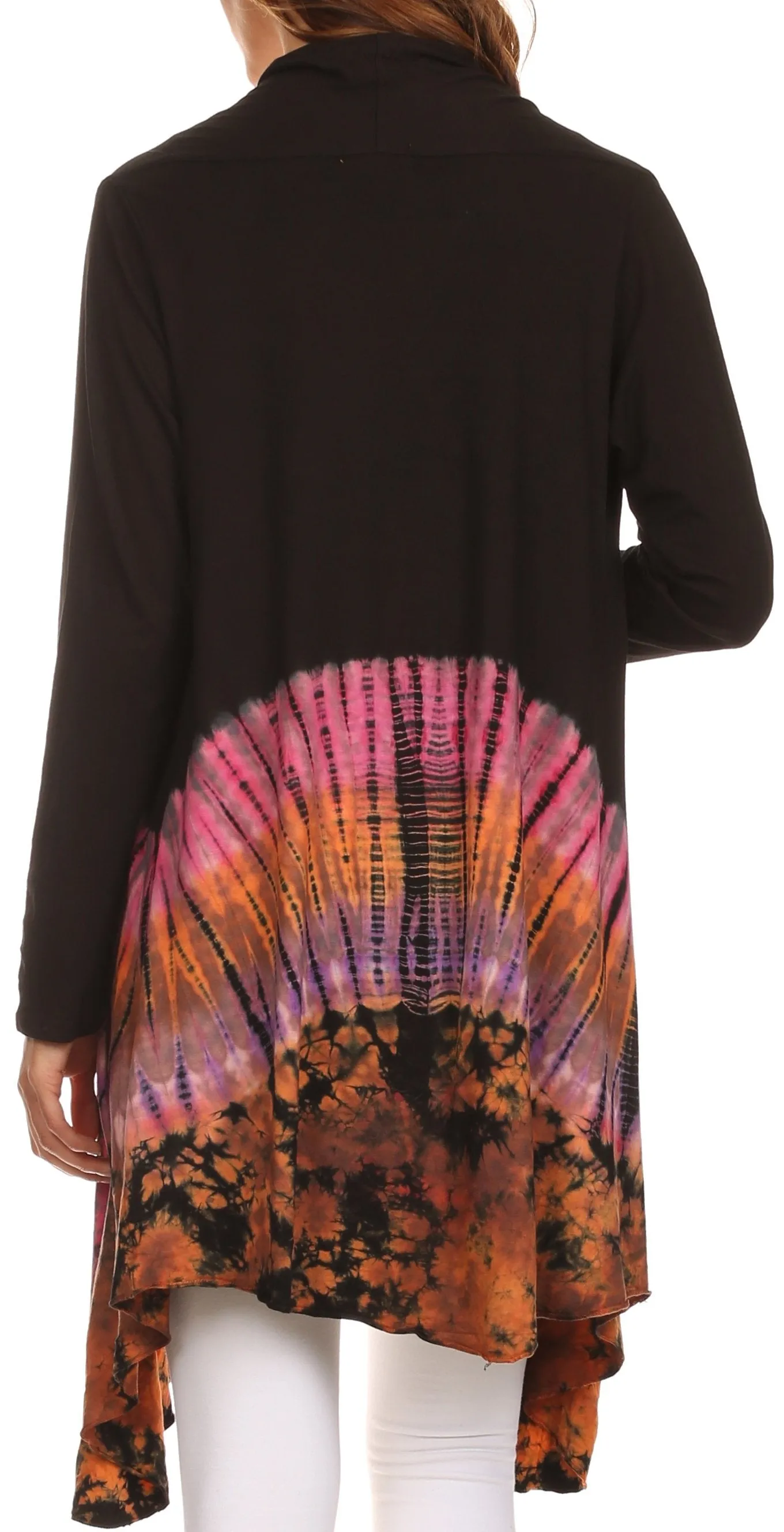 Sakkas Anjali Long Sleeve Draped Tie Dye Cardigan