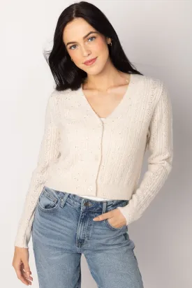 Sequin Cable Knit Cardigan