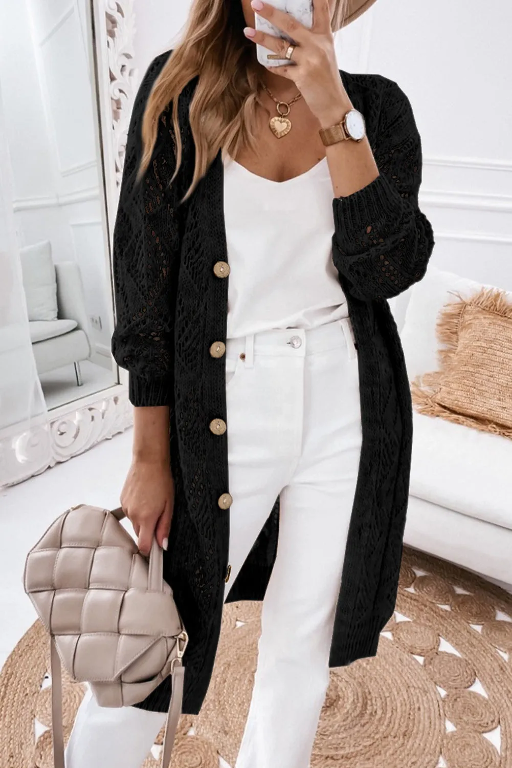 Slaying V-Neck Long Sleeve Cardigan