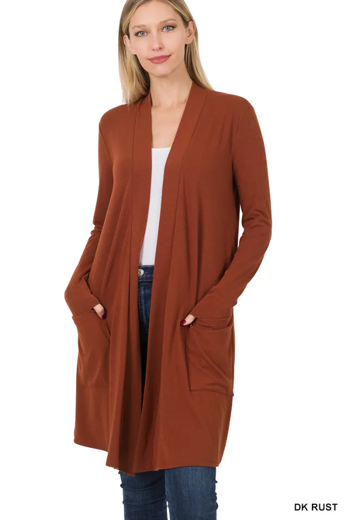 Slouchy pocket open cardigan