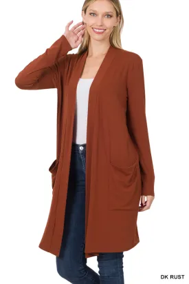 Slouchy pocket open cardigan