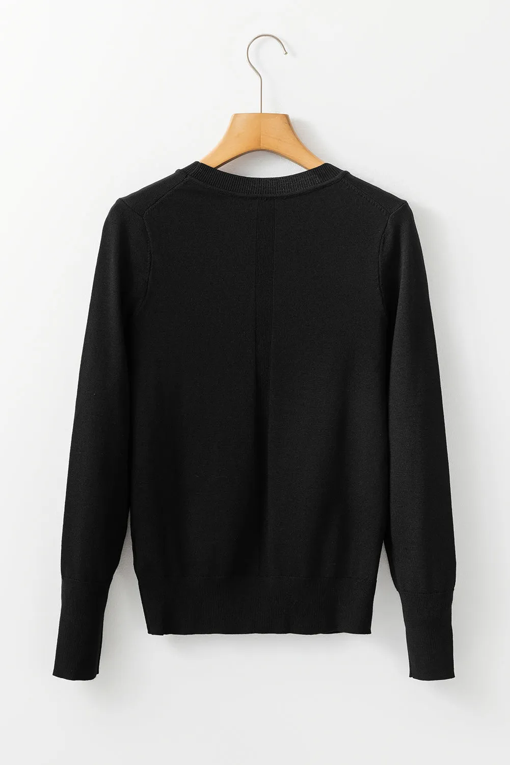 Solid Long Sleeve Crewneck Sweater