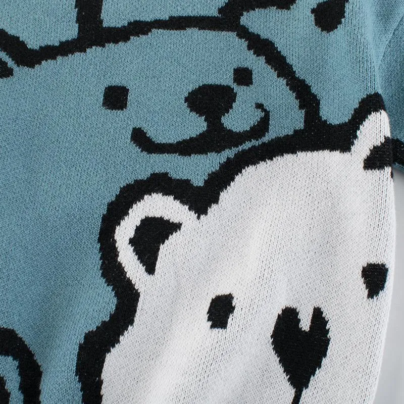 Toddler 2 Colors Bear Print Sweater