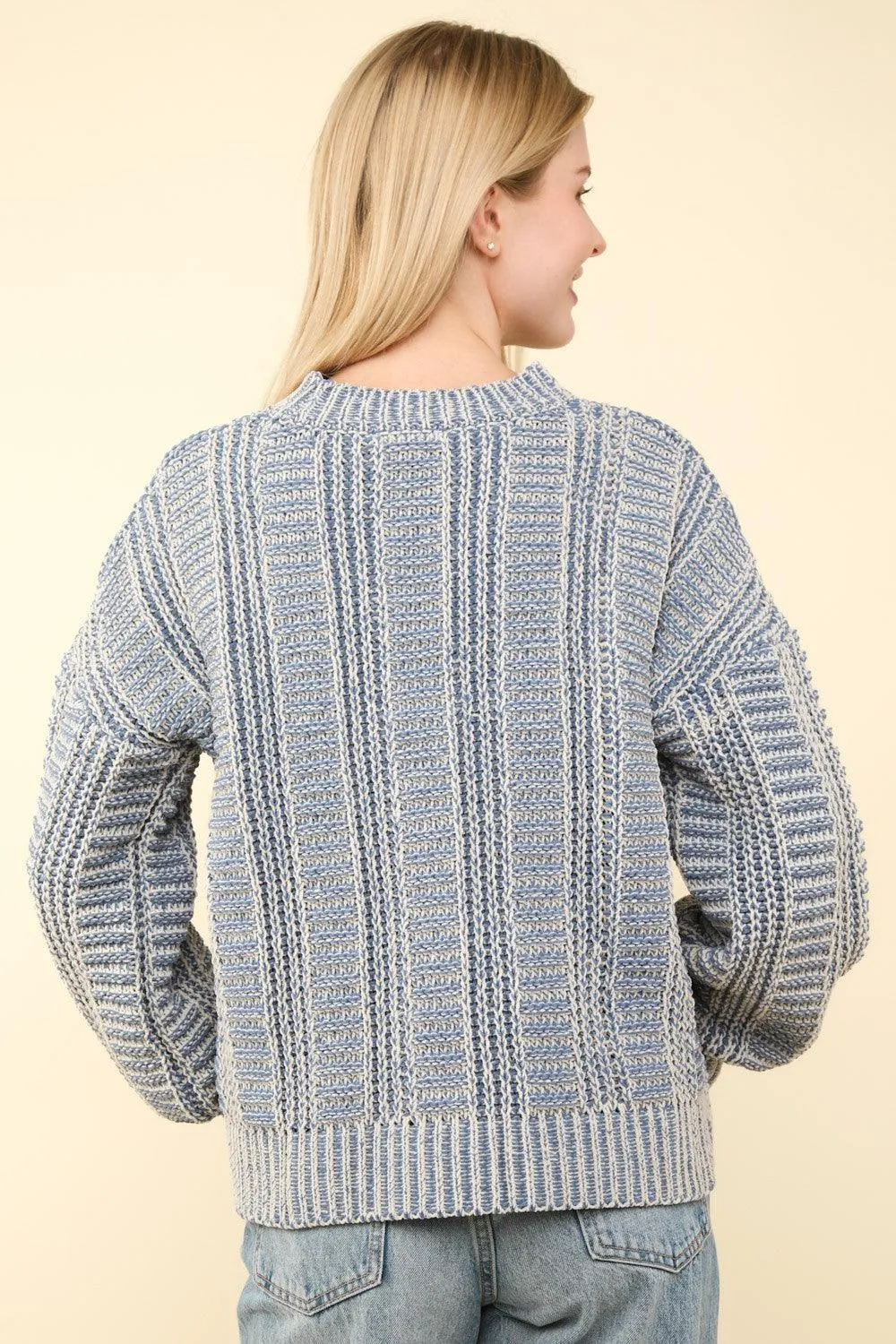 VERY J Two Tone Long Sleeve Oversized Sweater