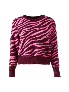 Zebra Jacquard Sweater in Mauve Rose